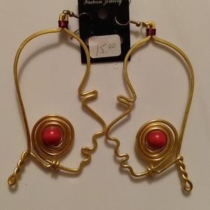Gold Lady Face Braid Earrings